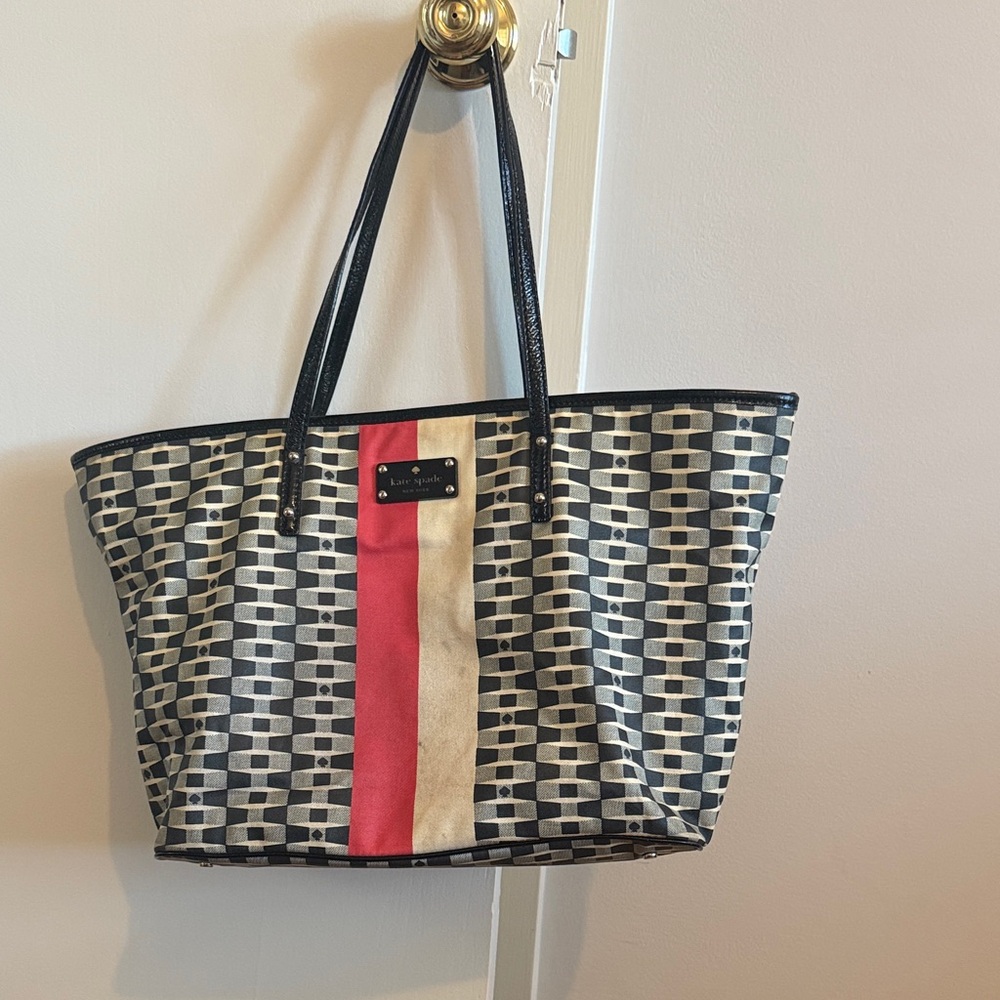 Kate Spade Black and Red Geometric Tote